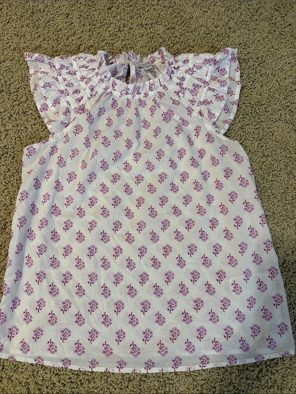 J. Crew White Top with Purple Floral Print